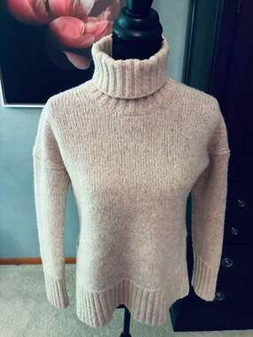 Everlane The Oversized Alpaca Turtleneck Sweater in Cream Almond Sz S A445